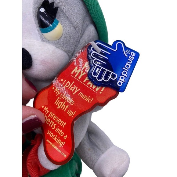 Vintage Sad Eye Sam Christmas Stuffed Plush Gray Long Hat Present RARE Applause - Picture 10 of 12